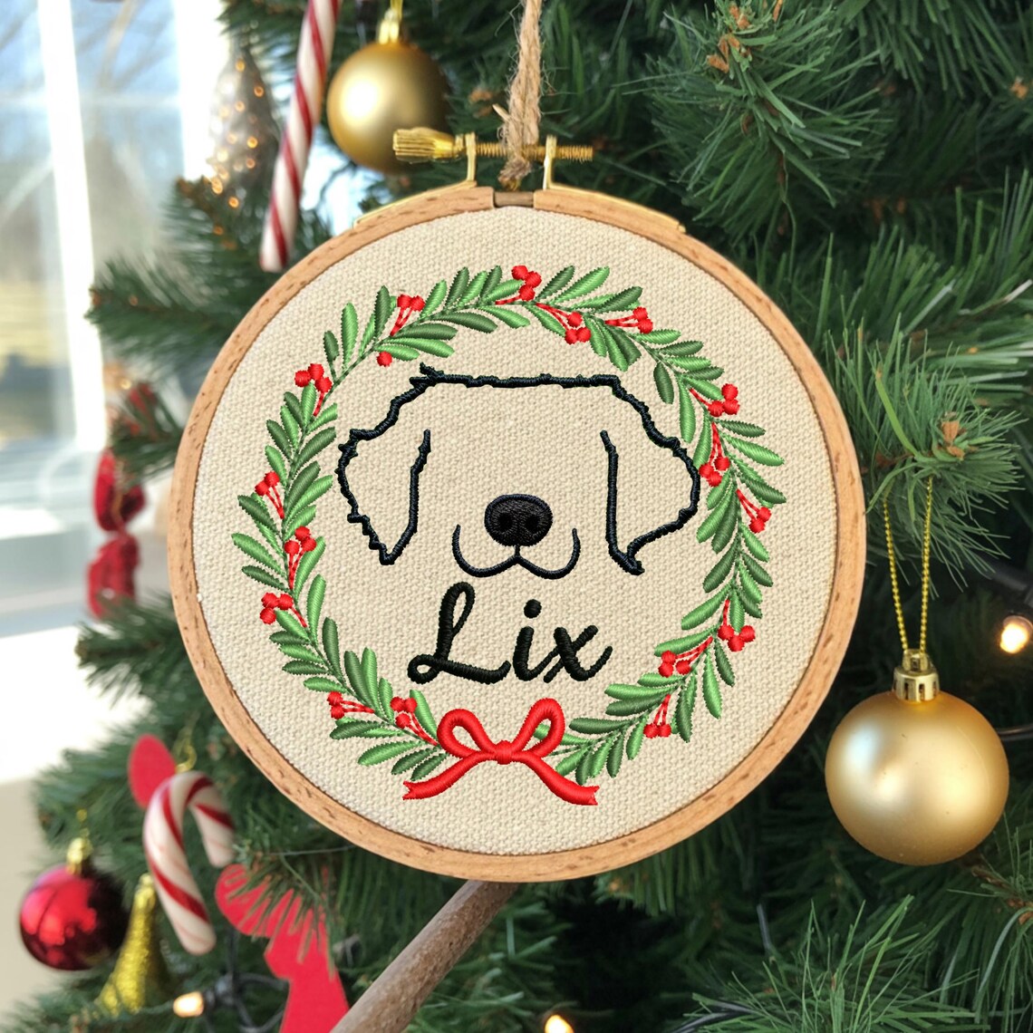 Embroidered Pet Ears Christmas Ornament Custom Pet Portrait Christmas Keepsake Gift For Dog Cat Pet Lovers