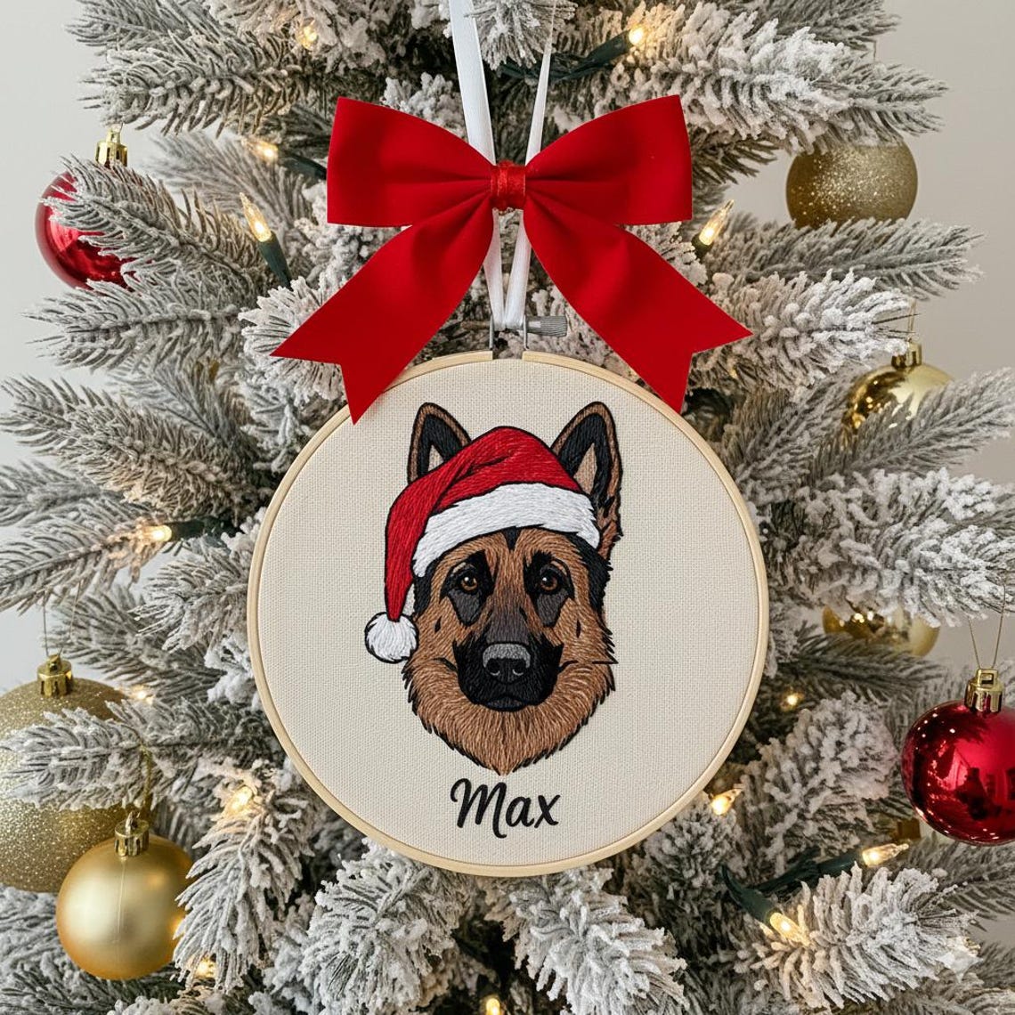 Custom Embroidered Pet Face Portrait Christmas Ornament Christmas Gift For Dog Cat Owners Keepsake Gift For Pet Lovers