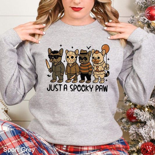 Sweat-shirt d'Halloween Just a Spooky Paw, sweat-shirt d'horreur d'Halloween pour amoureux des chiens, col ras du cou