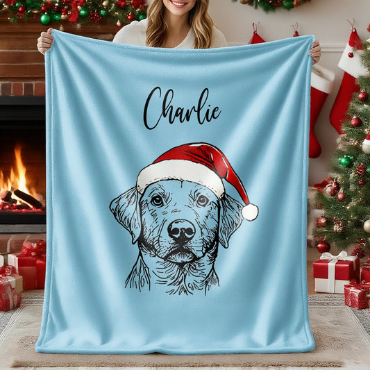 Personalized Christmas Pet Portrait Blanket Custom Dog Cat Photo Blanket Christmas Gift For Pet Lovers