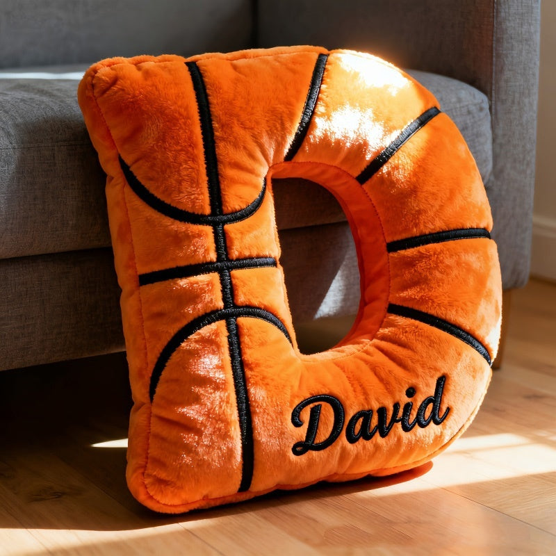Personalized Basketball Letter Pillow Custom Embroidery Initial Throw Pillow Game Day Home Decor