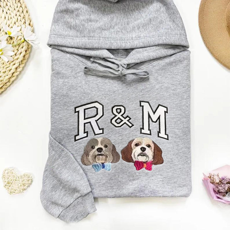 Personalisiertes besticktes Haustiergesicht und Haustiername Sweatshirt Hundeportrait bestickt Crewneck Haustierliebhaber Geschenk