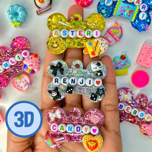 Personalized Resin Pet ID Tag | Custom Dog & Cat Name Bead Tag | Pet Supplies Gift For Pet Lovers