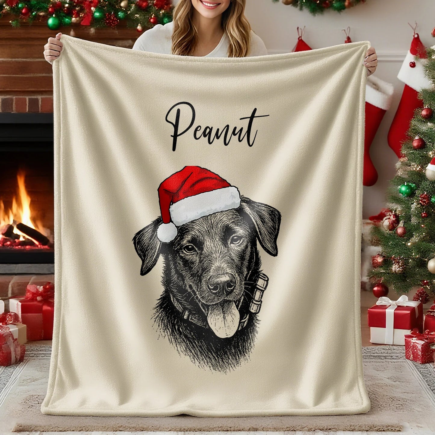 Personalized Christmas Pet Portrait Blanket Custom Dog Cat Photo Blanket Christmas Gift For Pet Lovers