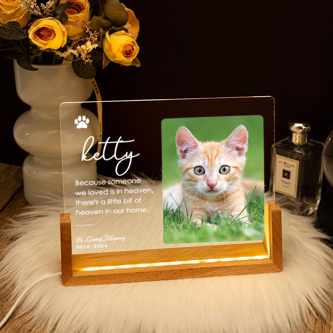 Personalisiertes Hundefoto Pfoten-Nachtlicht Haustier-Erinnerungsgeschenk für Tierliebhaber 