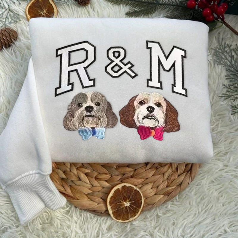 Personalisiertes besticktes Haustiergesicht und Haustiername Sweatshirt Hundeportrait bestickt Crewneck Haustierliebhaber Geschenk