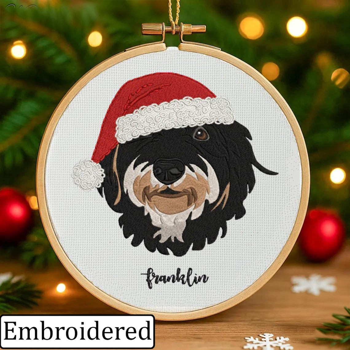 Custom Embroidered Dog Portrait Photo Ornament Gifts for Dog Owners Pet Memorial Gift Christmas Gift for Pet Lovers