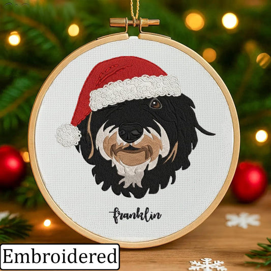 Custom Embroidered Dog Portrait Photo Ornament Gifts for Dog Owners Pet Memorial Gift Christmas Gift for Pet Lovers