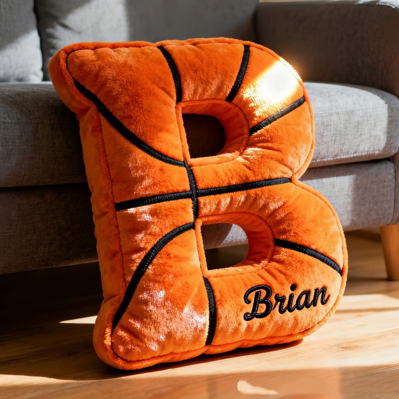 Personalized Basketball Letter Pillow Custom Embroidery Initial Throw Pillow Game Day Home Decor