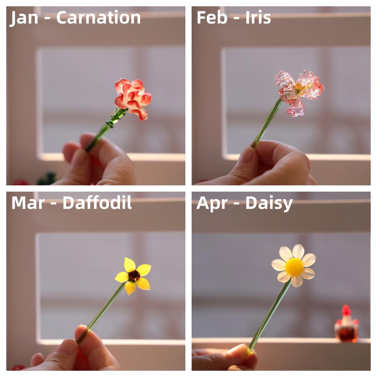 Personalized Mini Glass Birth Month Flower Unique Gifts for Mom Grandma Mother's Day Christmas Gift Ideas