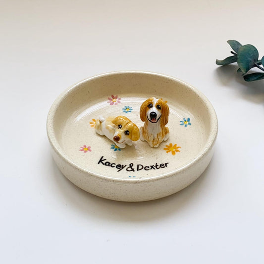 Custom Pet Jewelry Tray Personalized Floral Jewelry Tray Pet Figurine Ceramic Jewelry Tray Personalized Gifts for Pet Lovers Pet Memorial