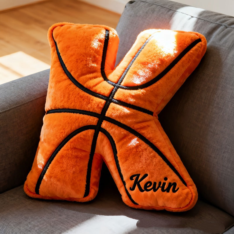 Personalized Basketball Letter Pillow Custom Embroidery Initial Throw Pillow Game Day Home Decor