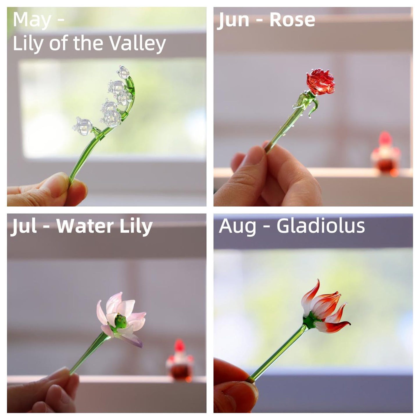 Personalized Mini Glass Birth Month Flower Unique Gifts for Mom Grandma Mother's Day Christmas Gift Ideas
