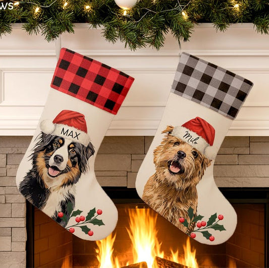 Personalized Embroidered Pet Dog Christmas Stocking with Name Gifts for Dog Owners Christmas Gift for Pet Lovers