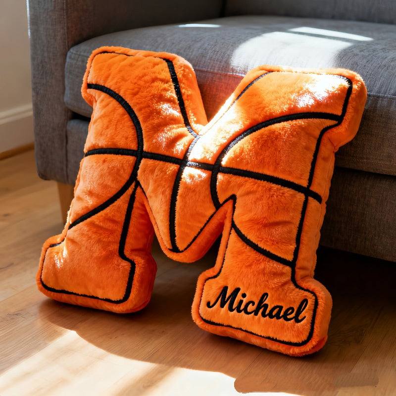 Personalized Basketball Letter Pillow Custom Embroidery Initial Throw Pillow Game Day Home Decor