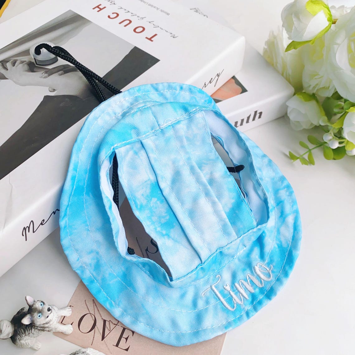 Custom Bucket Hat for Dogs & Cats – Embroidered Pet Hat with Name, Sun Protection Puppy Cap, Cute Travel Pet Accessories