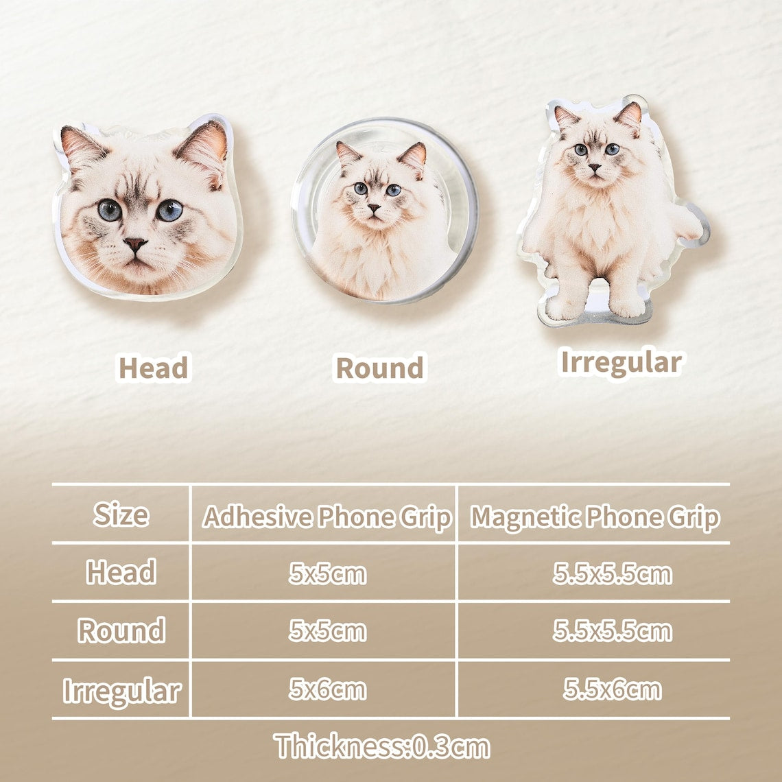 Custom Pet Face MagSafe Phone Grip – Personalized Big Face Phone Grip Handmade Phone Accessory for Pet Lovers Cute Dog Cat Grip Christmas Gift