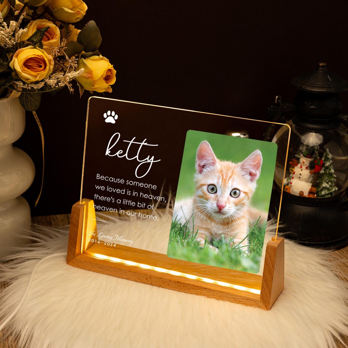 Personalisiertes Hundefoto Pfoten-Nachtlicht Haustier-Erinnerungsgeschenk für Tierliebhaber 