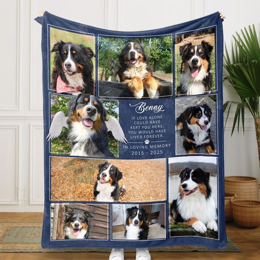 Personalized Pet Memorial Photo Blanket Sympathy Gift For Dog/Cat Lovers