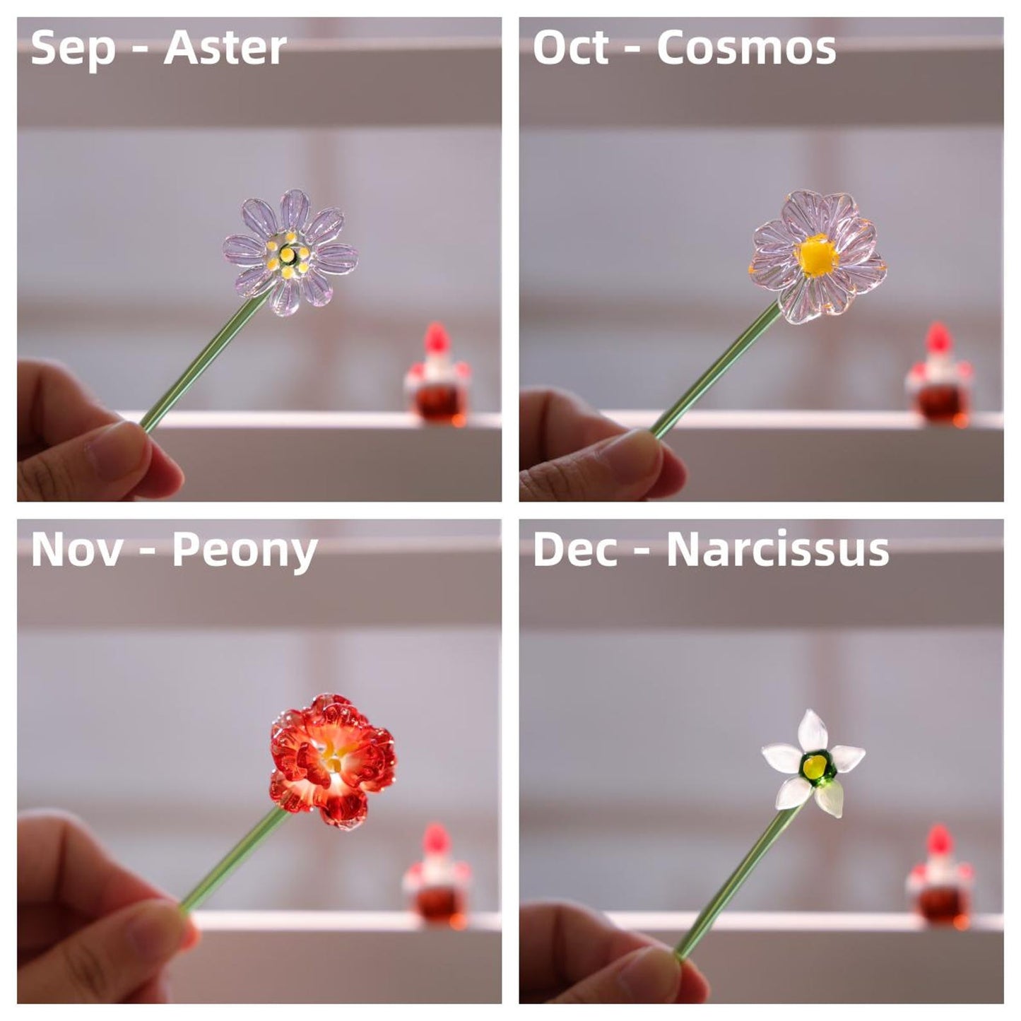 Personalized Mini Glass Birth Month Flower Unique Gifts for Mom Grandma Mother's Day Christmas Gift Ideas