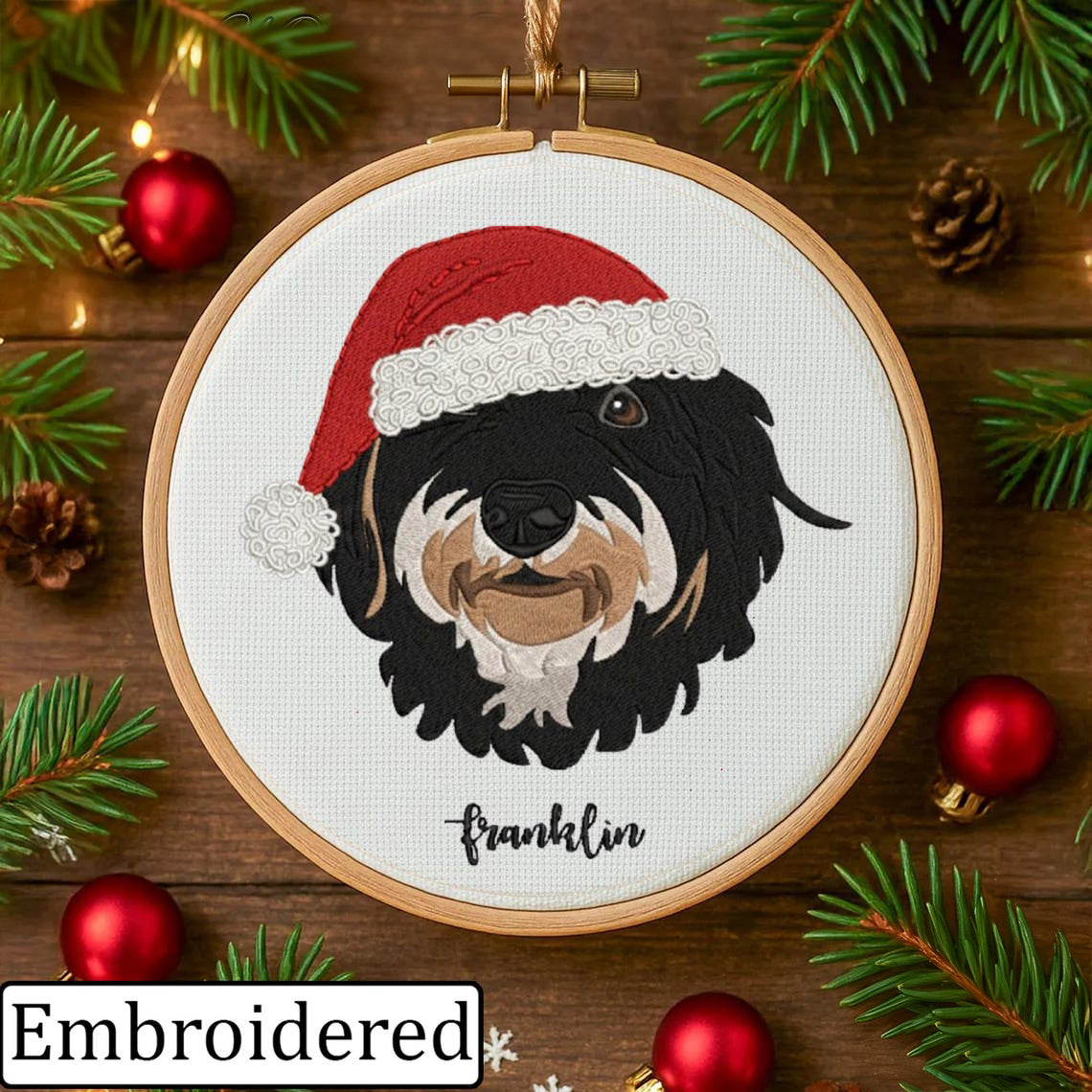 Custom Embroidered Dog Portrait Photo Ornament Gifts for Dog Owners Pet Memorial Gift Christmas Gift for Pet Lovers