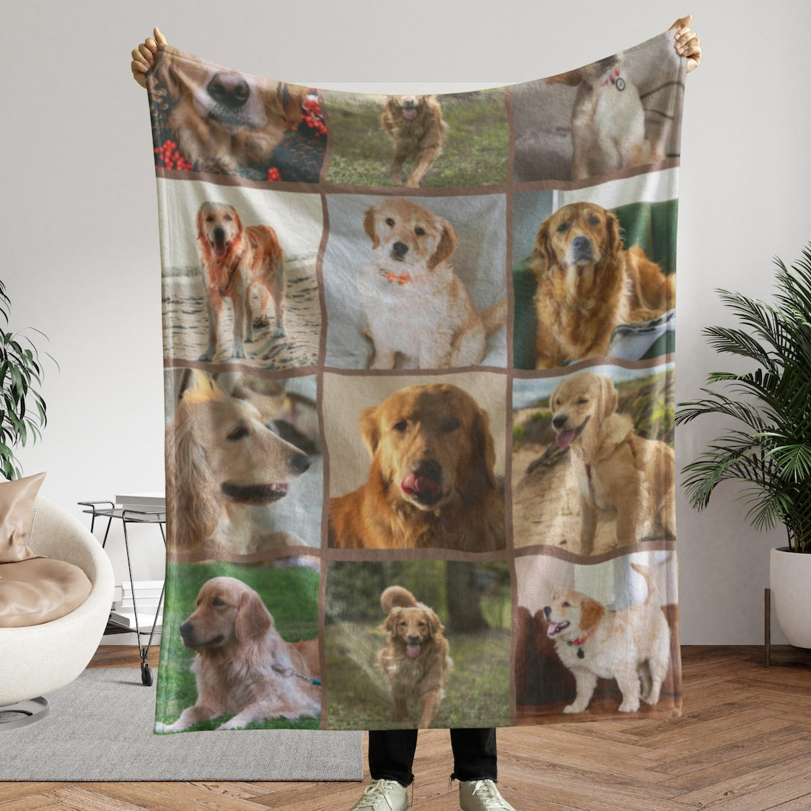Custom Pet Photo Collage Blanket – Personalized Comfortable Blanket Gift for Dog & Cat Lovers Birthday & Christmas Gift