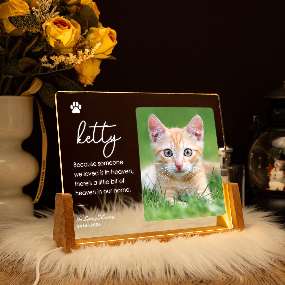 Personalisiertes Hundefoto Pfoten-Nachtlicht Haustier-Erinnerungsgeschenk für Tierliebhaber 