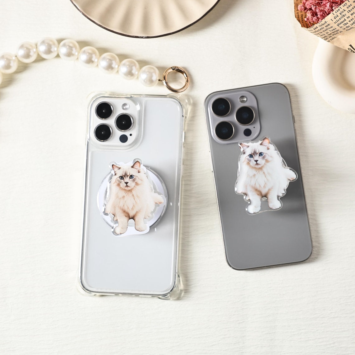 Custom Pet Face MagSafe Phone Grip – Personalized Big Face Phone Grip Handmade Phone Accessory for Pet Lovers Cute Dog Cat Grip Christmas Gift