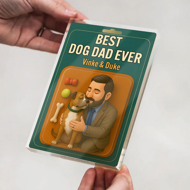 Personalized Dog Dad Acrylic Block Plaque with Name Custom Figure From Photo Keepsake Gift For Dog Lovers