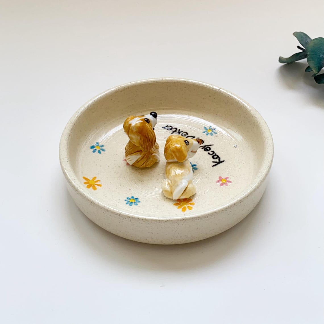 Custom Pet Jewelry Tray Personalized Floral Jewelry Tray Pet Figurine Ceramic Jewelry Tray Personalized Gifts for Pet Lovers Pet Memorial