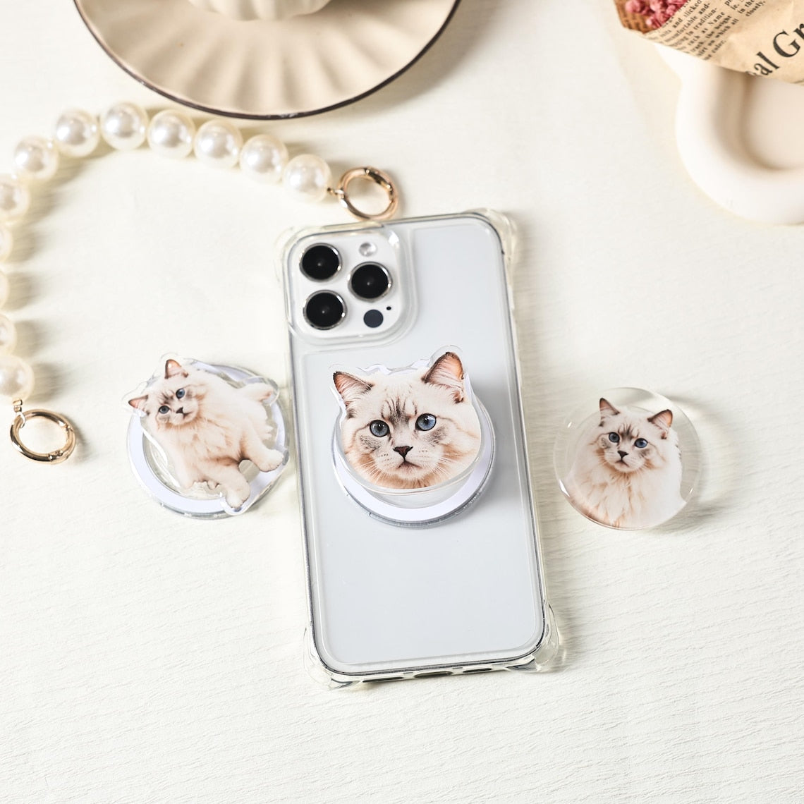 Custom Pet Face MagSafe Phone Grip – Personalized Big Face Phone Grip Handmade Phone Accessory for Pet Lovers Cute Dog Cat Grip Christmas Gift