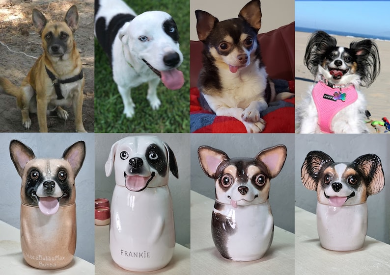 Personalized Pet Portrait Urn for Ashes Pottery Cremation Urn with Lid Cat and Dog Mom Lover Memorial Gift Pet Loss Gift