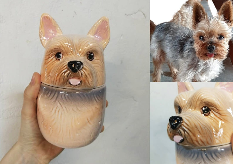 Personalized Pet Portrait Urn for Ashes Pottery Cremation Urn with Lid Cat and Dog Mom Lover Memorial Gift Pet Loss Gift