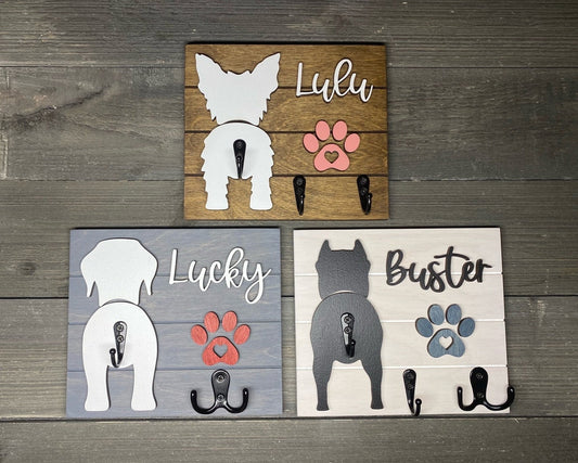 Custom Dog Butt Leash Holder for Wall Personalized Pet Leash Rack & Key Hook Unique Gift for Dog Owners