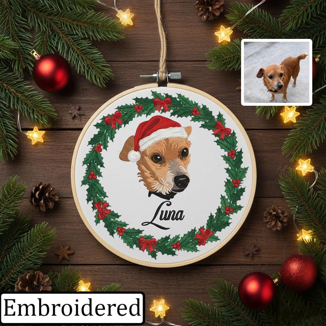 Ornement personnalisé en bois pour portrait d'animal de compagnie, cadeau commémoratif pour animaux de compagnie, cadeau de Noël pour les amoureux des animaux