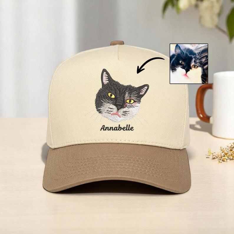 Personalisierte Haustier Ohren Lineart Leder Patch Hut Baseball-Cap für Tierliebhaber