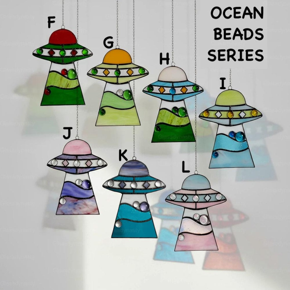 Custom Stained Glass Cat UFO Spaceship Suncatcher Pressed Flower Alien Encounter Mobile Birthday Christmas Gift For Cat Pet Lovers