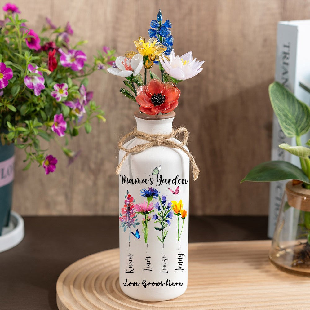 Fleur en verre personnalisée pour le mois de naissance, cadeaux uniques pour maman, grand-mère, fête des mères, idées cadeaux de Noël
