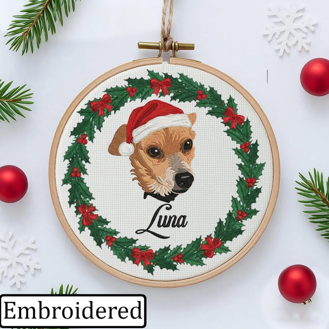 Ornement personnalisé en bois pour portrait d'animal de compagnie, cadeau commémoratif pour animaux de compagnie, cadeau de Noël pour les amoureux des animaux