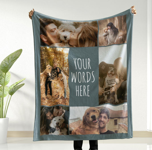 Custom Pet Photo Collage Blanket – Personalized Comfortable Blanket Gift for Dog & Cat Lovers Birthday & Christmas Gift