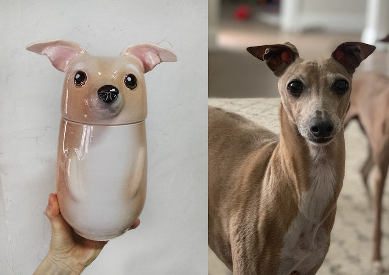 Personalized Pet Portrait Urn for Ashes Pottery Cremation Urn with Lid Cat and Dog Mom Lover Memorial Gift Pet Loss Gift