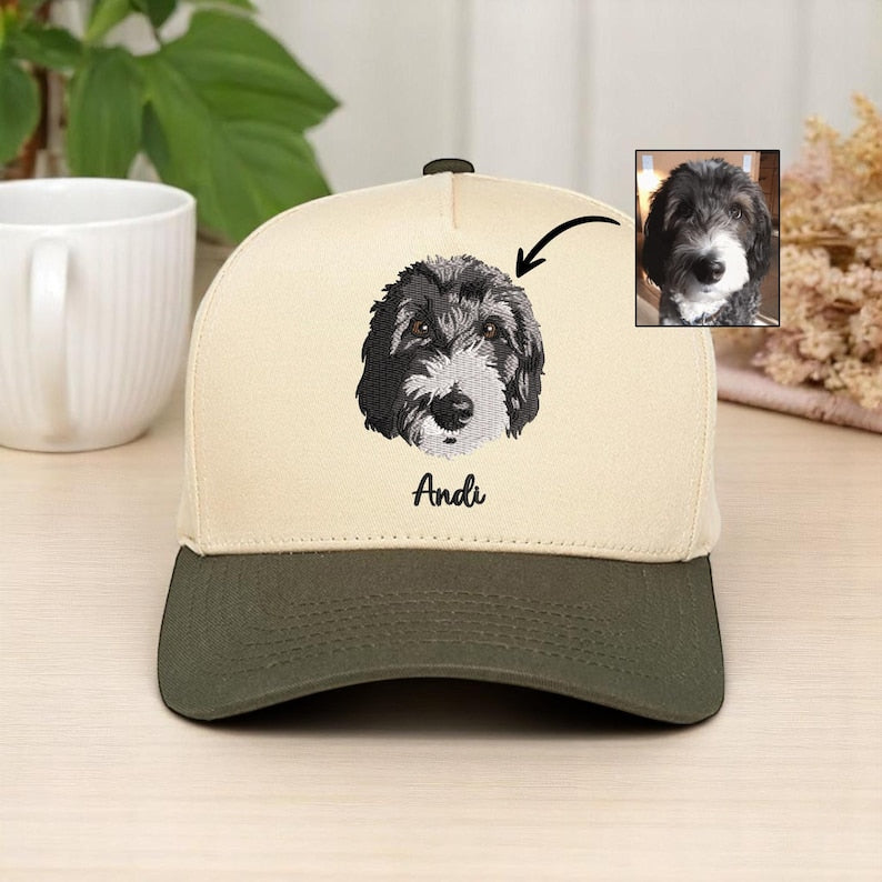 Personalisierte Haustier Ohren Lineart Leder Patch Hut Baseball-Cap für Tierliebhaber