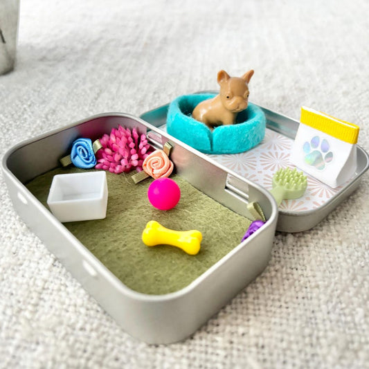 Personalized Pocket Pet Dog in a Tin – Mini Travel Toy Dog Playset Custom Pet Figurine Christmas Gift For Dog Owner