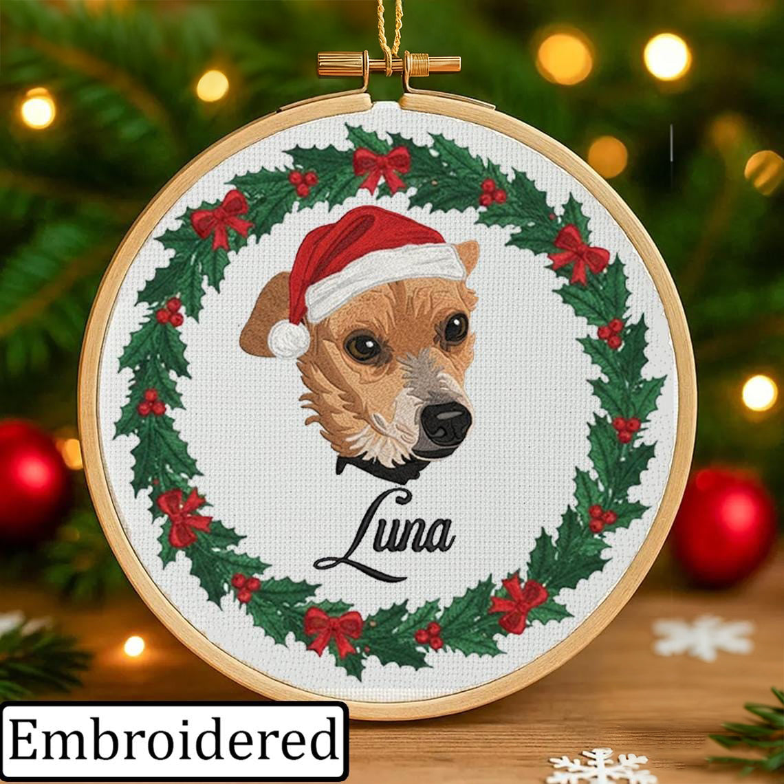 Ornement personnalisé en bois pour portrait d'animal de compagnie, cadeau commémoratif pour animaux de compagnie, cadeau de Noël pour les amoureux des animaux