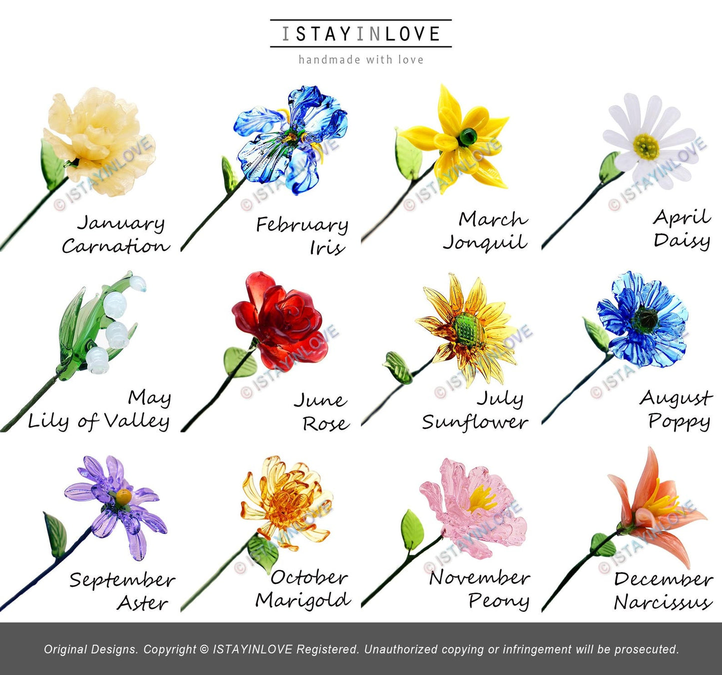 Personalized Glass Birth Month Flower Unique Gifts for Mom Grandma Mother's Day Christmas Gift Ideas