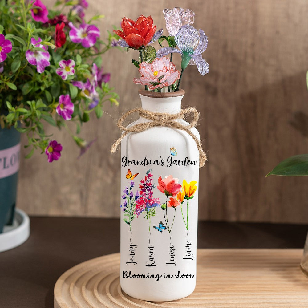 Fleur en verre personnalisée pour le mois de naissance, cadeaux uniques pour maman, grand-mère, fête des mères, idées cadeaux de Noël