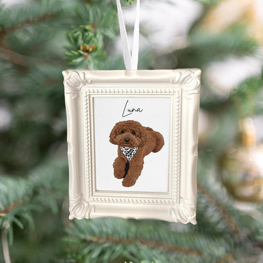 Personalized Watercolor Pet Portrait From Photo Ornament Frame Christmas Ornament Gift for dog cat lovers