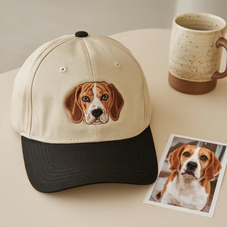 Personalisierte Haustier Ohren Lineart Leder Patch Hut Baseball-Cap für Tierliebhaber