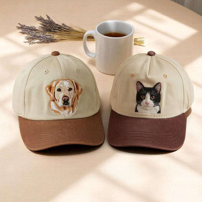 Personalisierte Haustier Ohren Lineart Leder Patch Hut Baseball-Cap für Tierliebhaber