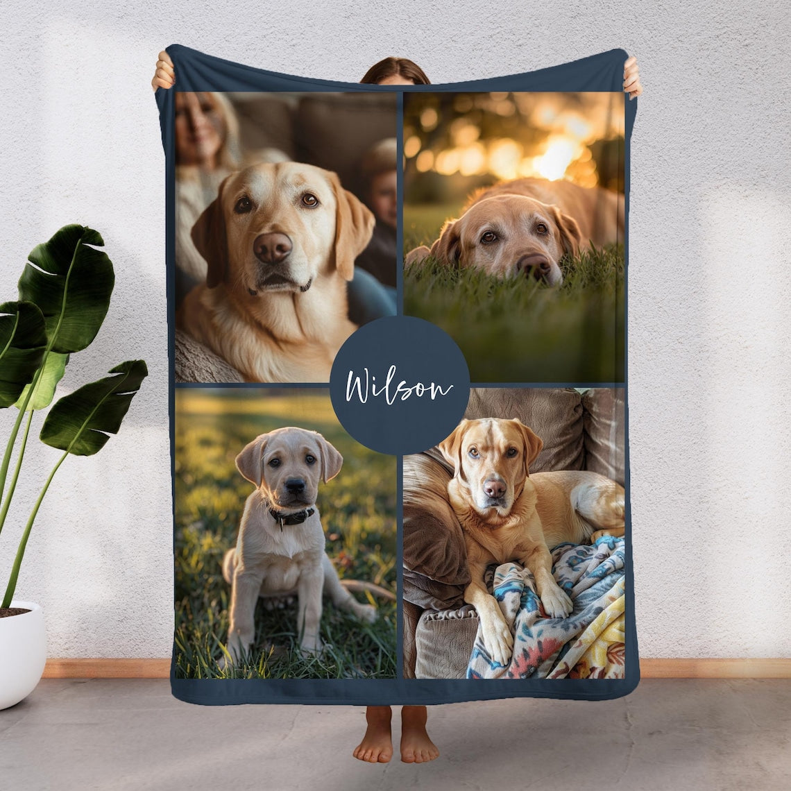 Custom Pet Photo Collage Blanket – Personalized Comfortable Blanket Gift for Dog & Cat Lovers Birthday & Christmas Gift